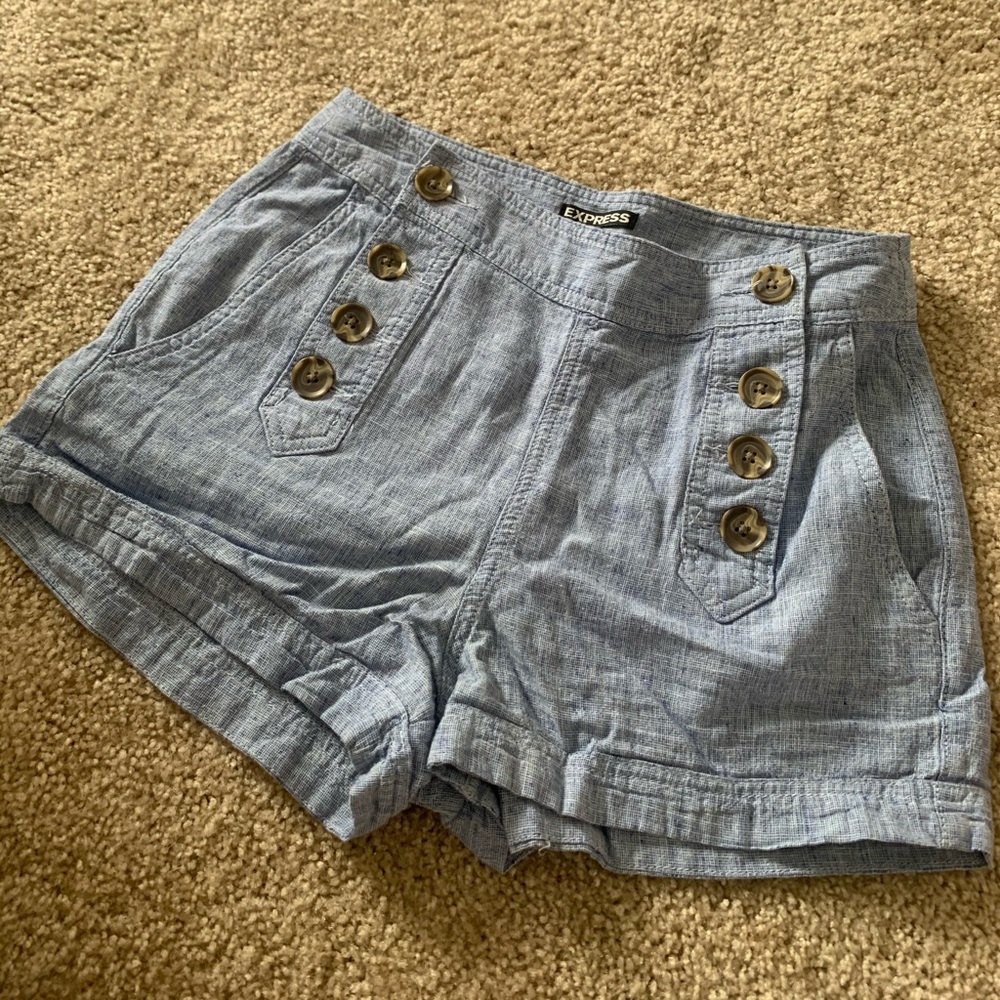 Express Light Blue Button-Front Women's Shorts